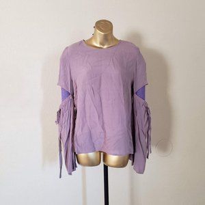 Light Purple Self-Tie Sleeves Blouse